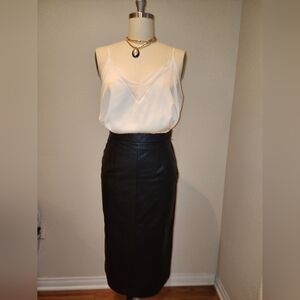 VINTAGE Genuine Leather Skirt Black